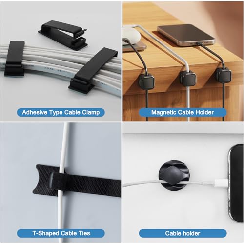 Under Desk Cable Management Tray with 52Pcs Different Essential Accessories | No Drill Steel Cord Organizer Kit for Home Office Standing Desk (15.7/13.4inch, Black)