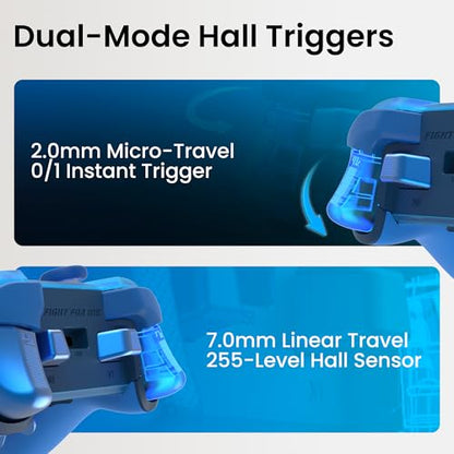 ZD O+ Excellence Wireless PC Controller – Modular Design, Hall Effect Joysticks, Remappable Buttons, RGB & Audio Jack for Switch/Switch2, PC, Android, iOS & Steam (Clear Blue) - color: Clear Blue
