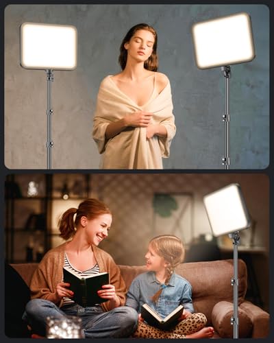 Torjim 11 Inch Video Light Kit for Creators-24W High Brightness Studio Lights with Tripod Stand & Phone Holder & Remote, Adjustable Photography Lighting for Clearer YouTube Streaming Home Studio - size: 11 inch