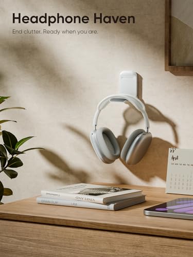 MAMUVIMO Headphone Stand, Headset Stand Foldable ＆ Sticky, Headphone Holder Hook Mount with Non-Slip Silicone, Adhesive Earphone Desk Hanger Clip Space-Saving for Airpods Max, All Earphones-White - color: White, size: 1 Pack