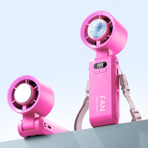 Handheld Portable Turbo Fan with Ice Cooler, Speed (1-199) 5500mAh Rechargeable Personal Fan,[20H Cooling Time] Mini Yet Powerful [20000 RPM] Small Pocket Fans for Travel/Outdoor/Home/Office, HotPink - color: Hot Pink