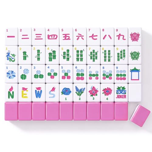Soulchen Kaleidoscope Mahjong Tile Set 160 Mahjong Tiles 1.2'' Pink American Mahjongs Tile Set with Mahjongs Bag (Bamboo) - style: Bamboo