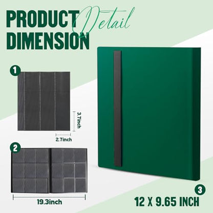 Card Binder 9-Pockets,Trading Card Binder,20 Pages, 360 Card Capacity Collection Binder, Card Folder for MTG, TCG, Game Cards & Sports Cards (Green) - color: Green