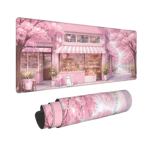 Dessert House Gaming Mouse Pad Extended Large Mouse Mat 31.5 X 11.8 Inch Nonslip Rubber Base Long Desk Pad Stitched Edges Mousepad Mice Pad for Office Home Game - color: Dessert House