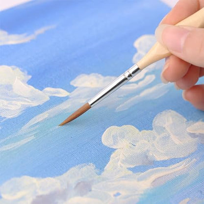 10pcs Wood Detail Paint Brushes Set Miniature Brushes with Triangular Handles for Fine Detailing & Art Painting - Acrylic, Watercolor, Oil, Models