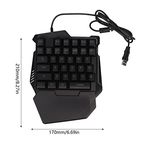 One Handed Gaming Keyboard, 35 Keys RGB Backlit Ergonomic Keyboard with Wrist Rest, USB Wired Silent Mini Gaming Keypad for PC