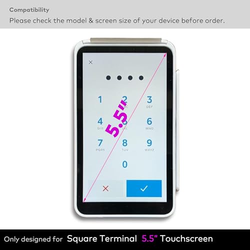 [2-PACK] Tempered Glass Screen Protector Designed for Square Terminal Credit Card Machine 5.5" Touchscreen Anti Scratch/Fingerprint (HD Clear) - color: Terminal - HD Clear