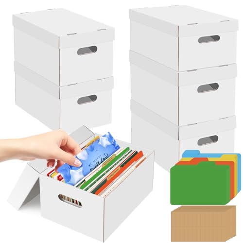 6Pack Greeting Card Organizer, Greeting Card Storage Box with 40 Dividers Holds 900 Cards+, Large Capacity Greeting Card Holder with 8 Sticker Labels White Card Box for Storing Cards, Photos, Postcard - style: 6Pack