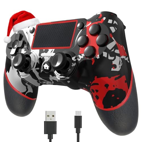 SZYUYU Wireless Controller for Ps4 Romote Compatible with Ps4/Slim/Pro/Windows PC, Controller for Ps4 with 3.5mm Audio Jack, Touch Pad,Six Axis Motion Control, Charging Cable (FLAME WHITE) - color: FLAME WHITE