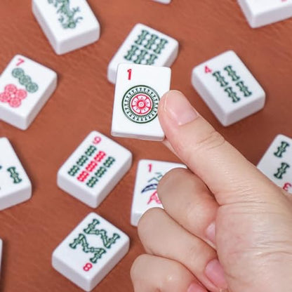 ZGME American Mahjong 세트, 부드러운 가방과 액세서리가 있는 프리미엄 화이트 타일 166개, 푸셔가 있는 올인원 마작 랙 4개, 완벽한 웨스턴 마작, 마작, 마작 세트 - color: 블루.