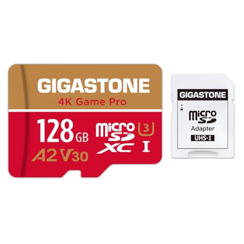 【For Switch 1 Only】GIGASTONE 128GB Micro SD Card, 4K Game Pro, MicroSDXC Memory Card for Gaming Console, Action Camera, UHD Video, up to 100/50MB/s, UHS-I U3 A2 V30 C10【5-Years Data Recovery】 - size: 128GB, style: Game Pro 1-Pack Red-Gold