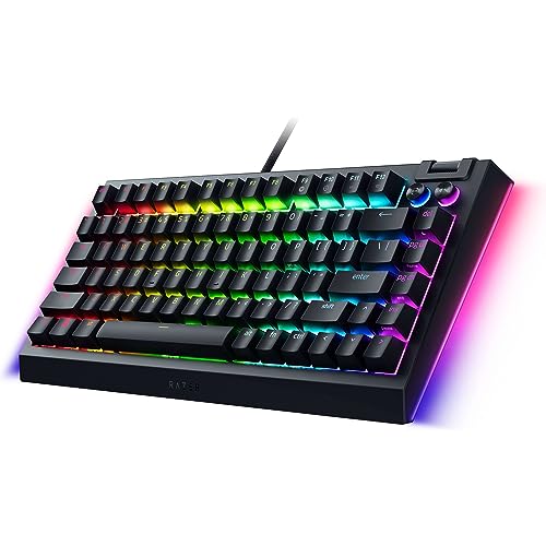 Razer BlackWidow V4 75% Mechanical Gaming Keyboard: Hot-Swappable Design - Compact & Durable - Orange Tactile Switches - Chroma RGB - MF Roller & Media Keys - Comfortable Wrist Rest - Black (Renewed) - color: black / black