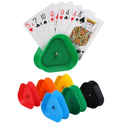 6 Pack Playing Card Games Holders Tray, Hands-Free Poker Holders for Kids, Seniors, Triangle Shaped Playing Card Tray for Cards Game, Poker Parties(6 Colors) - color: 6 Pcs