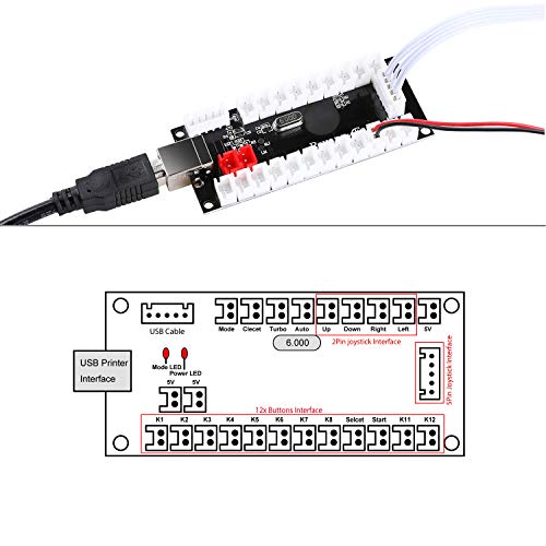 Hikig 2-Player DIY Arcade Kit 20x Arcade Buttons + 2X Arcade Joystick + 2X Zero Delay USB Encoder for PC, MAME, PS3, Raspberry Pi Color: White & Black