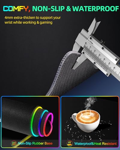 RGB Gaming Mouse Pad with 15 Magnetic Wireless Charging, 31.5"x15.7" | Large XXL Desk Mat, 15 Lighting Modes, Non-Slip Rubber Base, Waterproof Mousepad Computer Keyboard Pad, Black with Adapter - color: Rgb - 31.5"x15.7" (20w Pd Adapter)