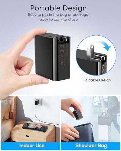 65W Fast Charger for Steam Deck & Nintendo Switch 2 with 10FT(3M) Cable - PD3.0 Foldable AC Adapter for ROG Ally, Switch 2 Charger Support TV Dock PS Console[Original Steam Deck Charger Replacement] - size: 10FT
