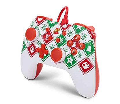 PowerA Wired Controller for Nintendo Switch - Mario Holiday Sweater, Nintendo Switch - OLED Model, Gamepad, Game controller, Wired controller, Officially licensed
