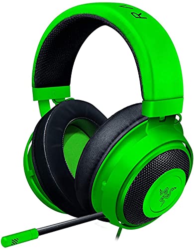 Razer Kraken Gaming Headset: Lightweight Aluminum Frame, Retractable Noise Isolating Microphone, For PC, PS4, PS5, Switch, Xbox One, Xbox Series X & S, Mobile, 3.5 mm Audio Jack – Green - color: Green