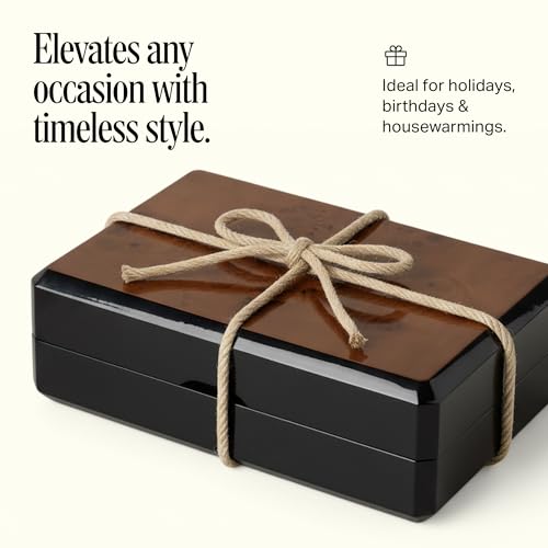 Preston Lane Chester Wooden Game Box - Playing Cards & Dice Set, Home Decor | Playing Cards Holder, Dice Set and Tray, Velvet Lined, Coffee Table Decor for Living Room, Adults and Family Game Nights