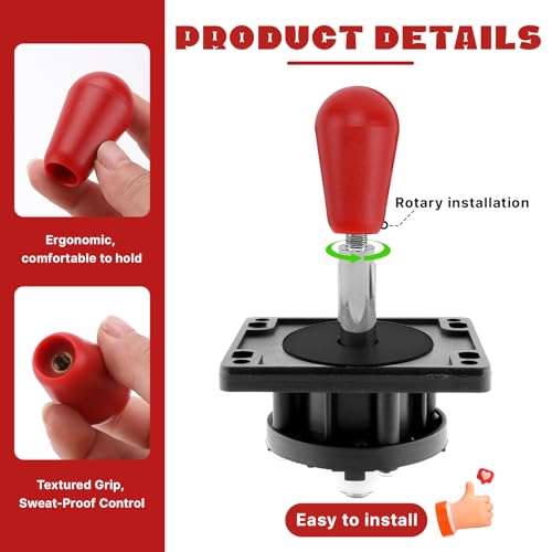 Gallipower 2Pcs Red Ellipse Oval Joystick Head,Arcade Joystick Ball Top Handle Rocker Round Head,Arcade Kit DIY Replacement Parts - color: style 11