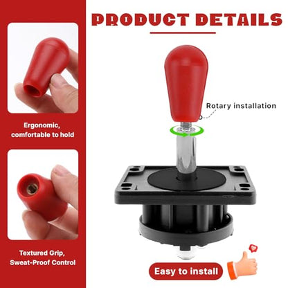 Gallipower 2Pcs Red Ellipse Oval Joystick Head,Arcade Joystick Ball Top Handle Rocker Round Head,Arcade Kit DIY Replacement Parts - color: style 11