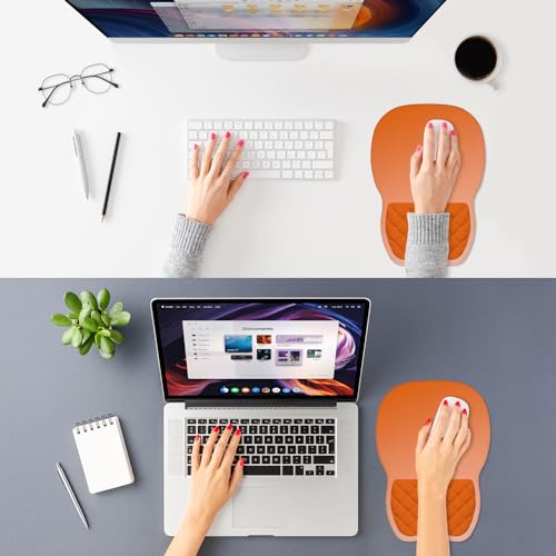 ITNRSIIET Ergonomic Mouse Pad Wrist Support with Memory Foam Massage Bulge & Non-Slip PU Base, Carpal Tunnel Pain Relief, Prevent Wrist Sweating, 12 x 8 x 1.2 inch, Peach Gradient - color: Peach Gradient
