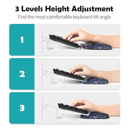 AIMSA Keyboard Stand and Wrist Rest, Easy Typing Comfortable Ergonomic Acrylic PC Keyboard Holder with Wrist Support for Working, Office & Home, Flowers Plants