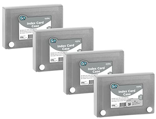 Enday Index Card Holder 3x5, Grey Index Card Case with 5 Tab Dividers, Index Card Organizer, Flash Card Holder, Holds 100 Cards, 4 Pack - color: GREY, size: 4