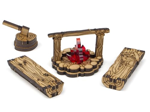 Adventurers Camp D&D Terrain, Furniture Scatter Terrain for 25mm 32mm 28mm Miniatures, DND Accessories for Dungeons & Dragons, Pathfinder, Warhammer, Wargaming Tabletop Battle Mat