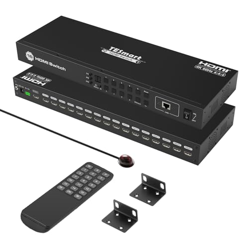 TESmart 16×1 HDMI Switch 16 in 1 Out 4K HDMI Switcher with IR Remote 4K@60hz 16 Port HDMI Switch Box HDCP 2.2,Auto Switch,19-inch Rack-Ears Mount,LAN Port Control,Auto Scan Switch - style: HDMI Switch 16 ports 4K@60Hz