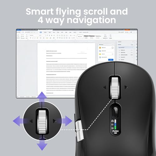 Wireless Bluetooth Multi-Device mouse with 7 Programmable Buttons(Mac/Windows), 4-way Navigation Scroll, 5 level DPI, Side Scroll, Quiet Click Mice for Computer, Laptop, PC, iPad, Tablet, MacBook.