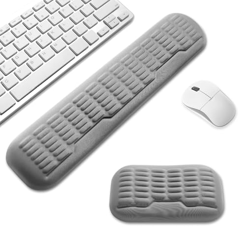 UnivoColors Compact-Sized Keyboard & Mouse Wrist Rest Set-Ergonomic 3.0 Upgrade with Wave Curve Support,Non-Slip Base,Perfect for Work & Gaming(Grey) - color: Grey, style: Compact Keyboard + Mouse Wrist Pad Set