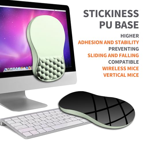 Ergonomic Joint Wrist Support Mouse Pad with Memory Foam Cushion Massage Bump, Carpal Tunnel Pain Relief Mousepad Slope Design for Wrist Rest, 11.8x7.9 in, DarkSeaGreen - color: DarkSeaGreen