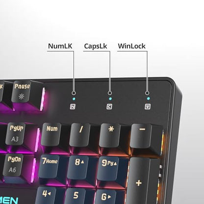 surmen Full Size Creamy Keyboard with Number Pad, 104 Keys RGB Wired Mechanical Gaming Keyboard Backlit with PBT Keycaps Linear Red Switch for Laptop Desktop PC Gamers（104 Blue Samurai） - color: 104 Blue Samurai