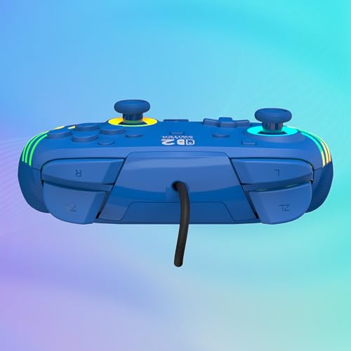 Turtle Beach Afterglow Wave Wired RGB Gaming Controller, Nintendo Switch 2 | Switch Lite, OLED, Hall-Effect Thumbsticks, 2 Mappable Back Buttons, Audio Controls, C-Button for GameChat, RGB Lights, Blue - color: Blue