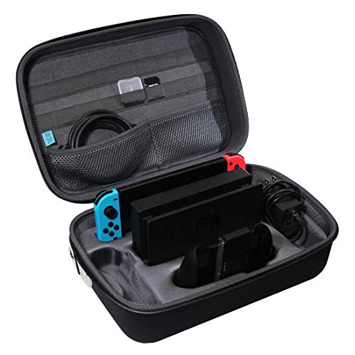 TUDIA EVA Carrying Travel Case Compatible with Nintendo Switch, Fits Nintendo Switch Dock, Console, Pro Controller, Joy Cons, Game Cards, Cables & Accessories - Black - size: Full-Set Case