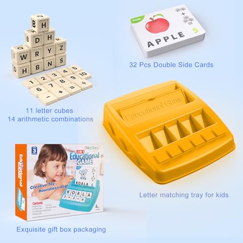 Educational Toys for Kids Ages 3-8, Matching Letter Spelling Game ABC Math Learning, Xmas Birthday Party Gifts for 3 4 5 6 7 8 Year Olds Boys and Girls Yellow - color: Yellow