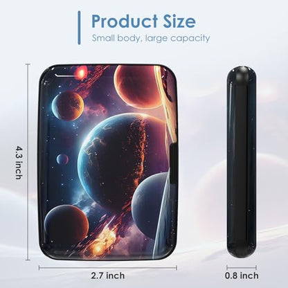 Credit Card Holder, Cool Planet RFID Wallet Women Pocket Small Card Holder Travel Cute Thin Card Case ID Aluminum RFID Blocking Card Organizer Gifts Girls - color: Cool Planet