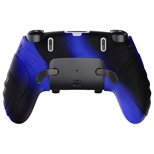 PlayVital Guardian Edition Anti-Slip Ergonomic Silicone Cover Case for ps5 Edge Controller, Soft Rubber Protector Skin for ps5 Edge Wireless Controller with Thumb Grip Caps - Blue & Black - color: Blue & Black