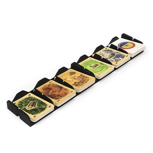 Card Holding Organizer for Catan Game, 6 Stacks of Cards, 3x15 inches, Non-Slip tabs, Made in The USA