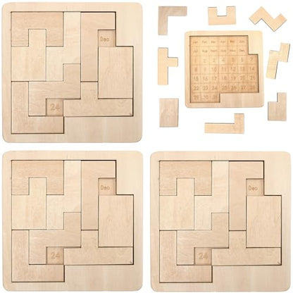 Daily Calendar Puzzle for Adults,A Puzzle to Challenge 365+ Date,Office Logic Wooden Puzzles (3 Pack) - style: 3 Pack