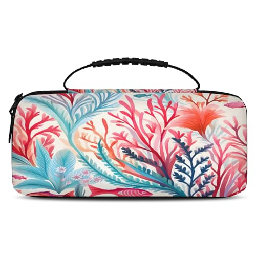Adornori Red Pink Corals Ocean Fish Carry Case Compatible with Nintendo Switch 2, with 20 Games Cartridges, Portable Travel Carrying Case Pouch for Accessories & Game Cards - color: Multicolor 15