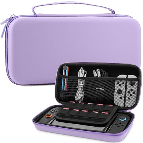 GLDRAM Purple Carrying Case for Nintendo Switch 2 (2025), Durable Hard Shell Protective Travel Bag with Expanded Accessory Compartment & Game Cartridge Case Portable Storage Pouch for Switch 2 - color: Purple