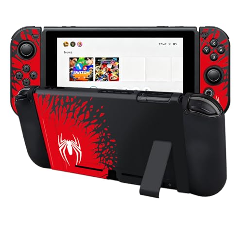 Protective Case for Nintendo Switch, Silicone Switch Case Ergonomic Grips Cover Soft Protective Cover Shock-Absorption & Anti-Scratch Slim Shell Travel Accessories Gifts Spider, Black - color: Black, size: For Switch 6.2 Inch