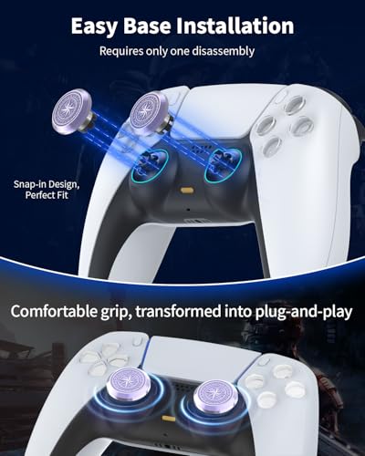KD.FLY Metal Thumbsticks for PS5 Controller Joystick Replacement, Thumb Sticks for PS4 Controller, Custom Thumb Grips for Switch Pro Controller, 2 Joystick, 2 Thumbstick Base, Star - color: Star