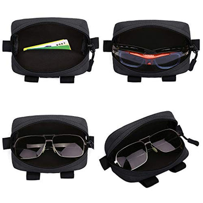 HUNTVP Tactical Eyeglasses Hard Case Molle Zipper Sunglasses Carrying Case Nylon with Clip - color: Camouflage