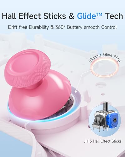 EasySMX S10C Switch 2 Controller with Hall Effect Anti-Drift Joysticks, Instant Wake-Up, HD Rumble, Motion Control, Back Buttons, Turbo, C Button for Switch 2/Switch/PC/iOS/Android - color: Pink