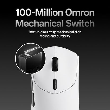 Rapoo VT7 Wireless Gaming Mouse, True 8K Wireless Polling Rate, 53g Lightweight, Up to 750 Hr Battery, Nordic nRF54L15 MCU, 100-Million Mechanical Switch, 10 Programmable Buttons, White - color: White