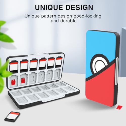 HEIYING Game Card Case Compatible with NINTENDO SWITCH 2 / Micro SD Cards | Portable Game Card Holder, Hard ABS Shell with Soft Silicone Lining, Dedicated Card Slots,Magnetic Closure for Easy Access - color: Blue Peek Red