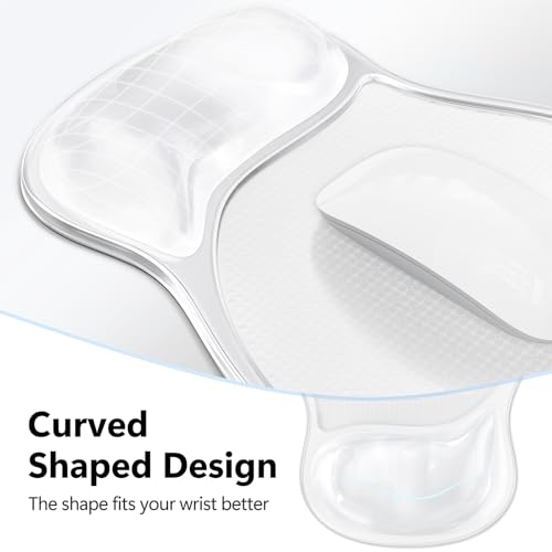 AKIT Ergonomic Mouse Pad and Keyboard Wrist Rest, Gel Wrist Rest for Computer Keyboard, Non-Slip Base, Pain Relief, Mousepad Set for Gaming, Home and Office, Clear - color: Clear